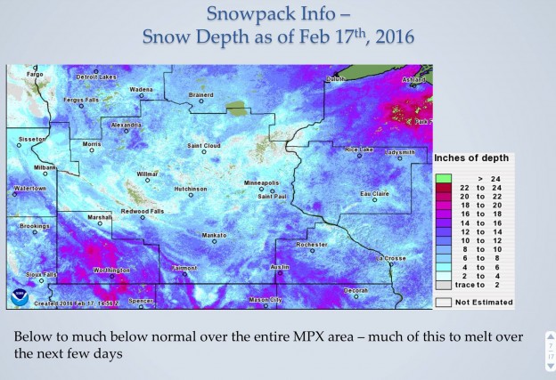 snow depth as of february 17, 2016